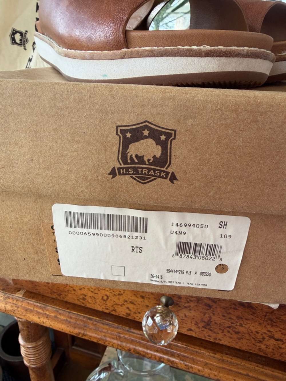 RSVD: Trask Leather Slide Sandals Brown and Metallic - Picture 8 of 10